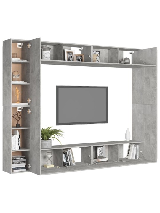 8dílný set TV skříněk betonově šedý kompozitní dřevo
