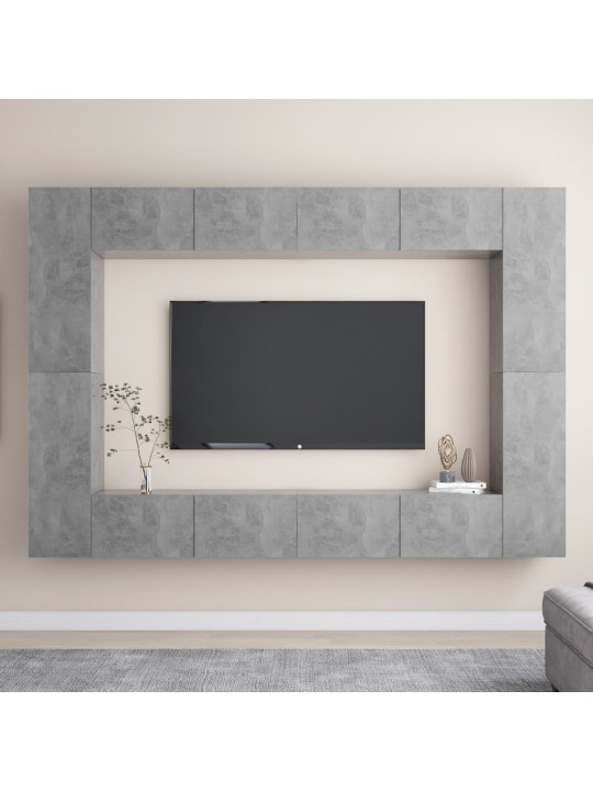 8dílný set TV skříněk betonově šedý kompozitní dřevo