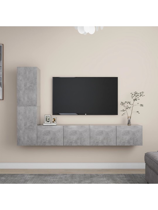 4dílný set TV skříněk betonově šedý dřevotříska