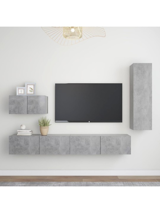 4dílný set TV skříněk betonově šedý kompozitní dřevo