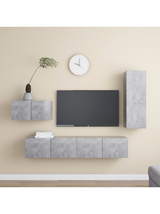 4dílný set TV skříněk betonově šedý kompozitní dřevo