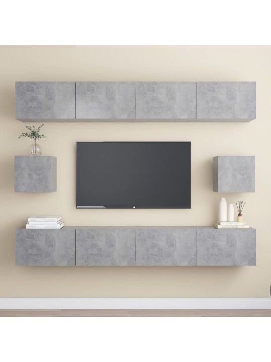 6dílný set TV skříněk betonově šedý kompozitní dřevo