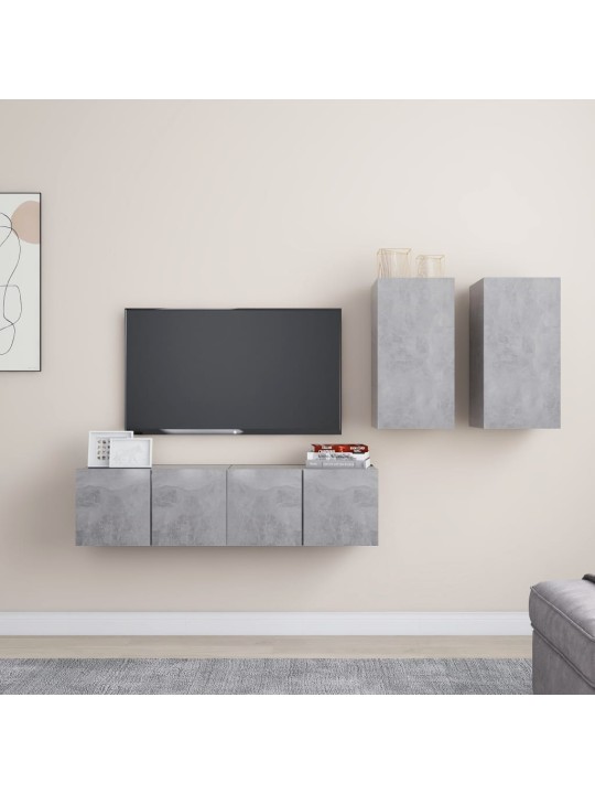 4dílný set TV skříněk betonově šedý dřevotříska