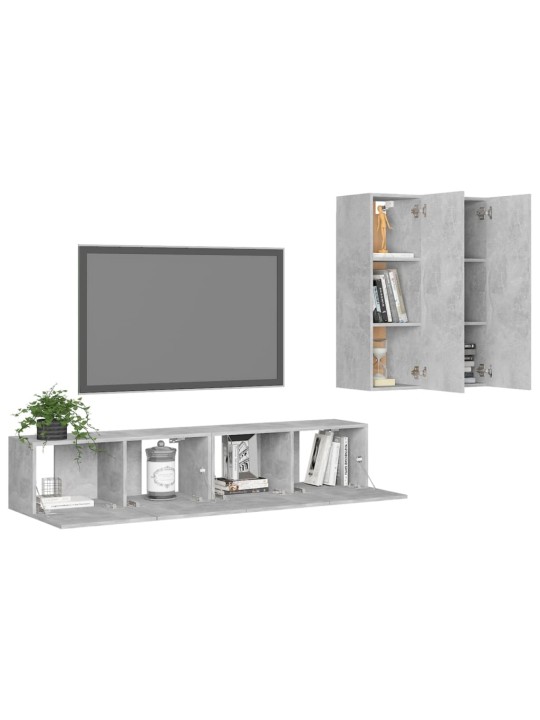 4dílný set TV skříněk betonově šedý kompozitní dřevo