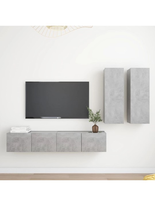 4dílný set TV skříněk betonově šedý kompozitní dřevo