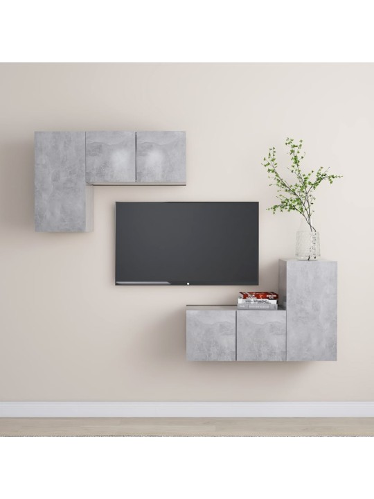 4dílný set TV skříněk betonově šedý dřevotříska