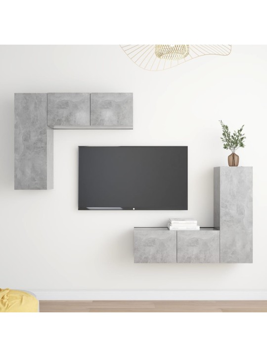 4dílný set TV skříněk betonově šedý kompozitní dřevo