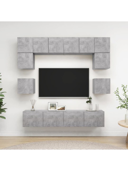 8dílný set TV skříněk betonově šedý kompozitní dřevo