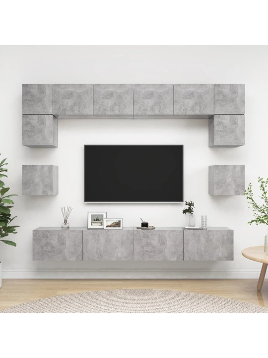 8dílný set TV skříněk betonově šedý kompozitní dřevo