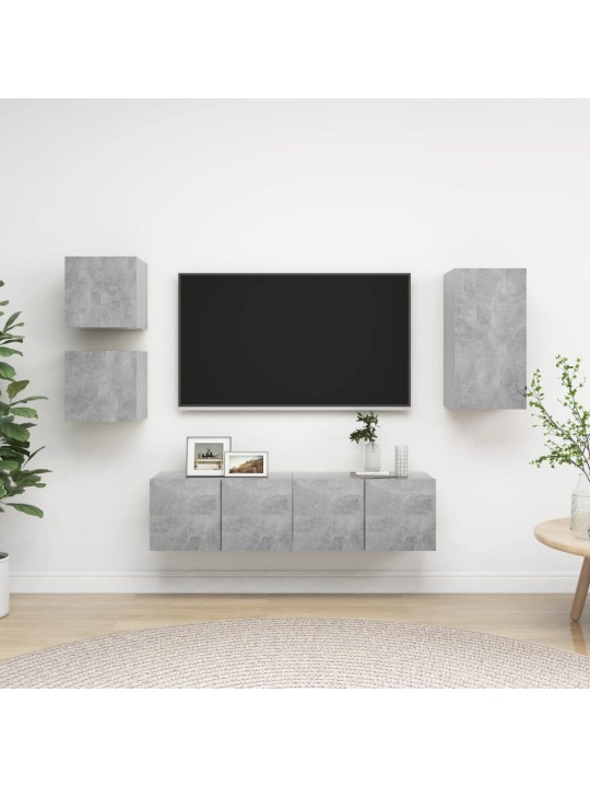 5dílný set TV skříněk betonově šedý kompozitní dřevo