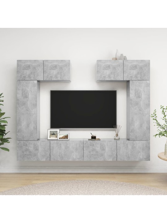 6dílný set TV skříněk betonově šedý kompozitní dřevo