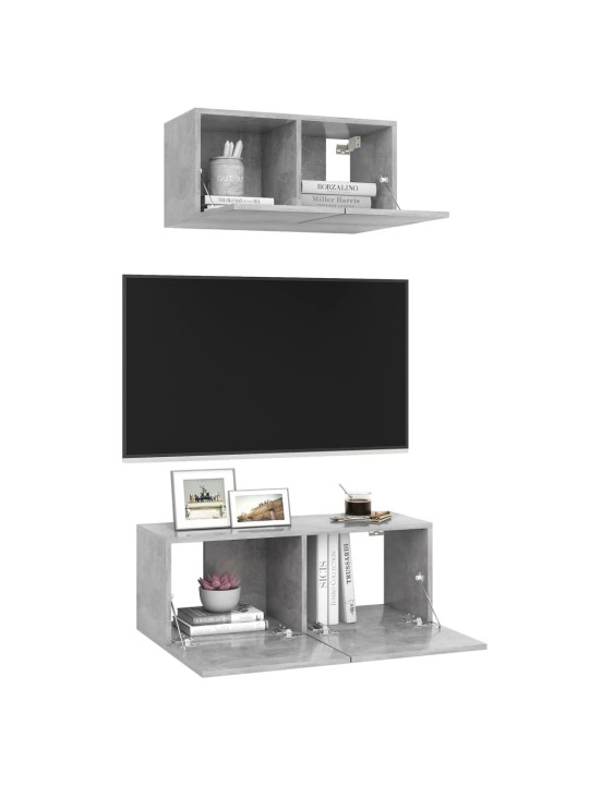 2dílný set TV skříněk betonově šedý kompozitní dřevo