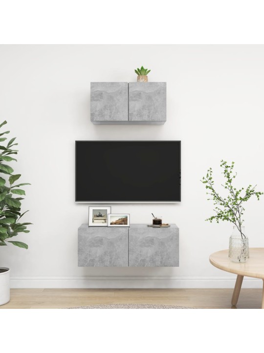 2dílný set TV skříněk betonově šedý kompozitní dřevo