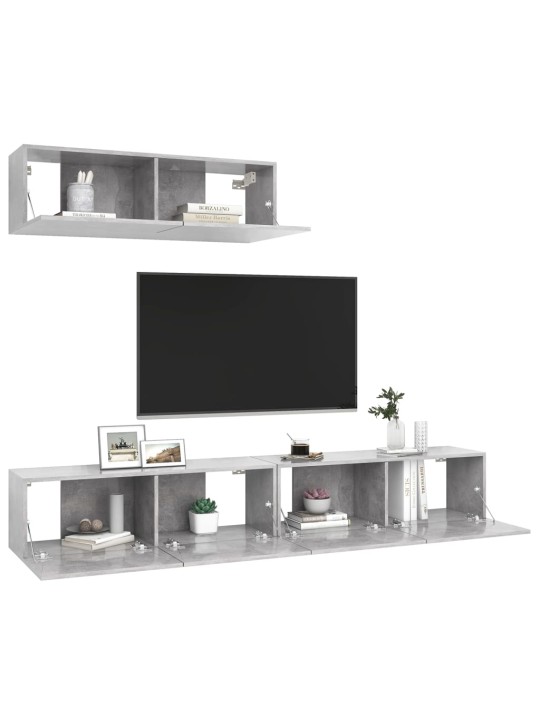 TV skříňky 3 ks betonově šedé kompozitní dřevo