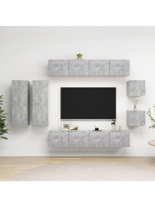 8dílný set TV skříněk betonově šedý kompozitní dřevo