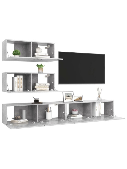 4dílný set TV skříněk betonově šedý kompozitní dřevo