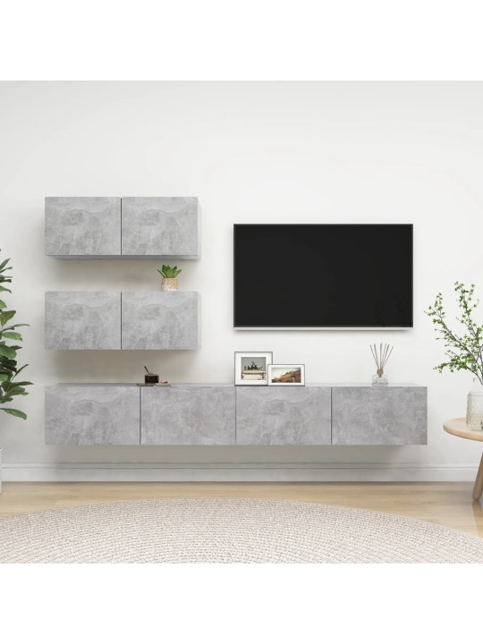 4dílný set TV skříněk betonově šedý kompozitní dřevo
