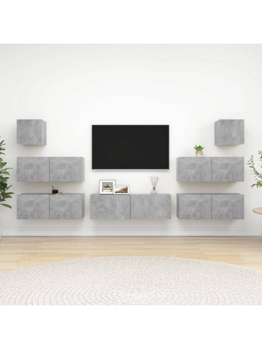 7dílný set TV skříněk betonově šedý kompozitní dřevo