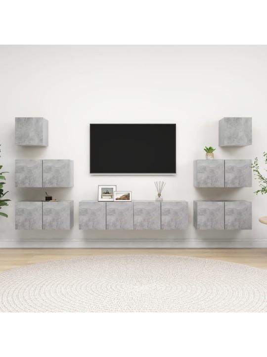 8dílný set TV skříněk betonově šedý kompozitní dřevo