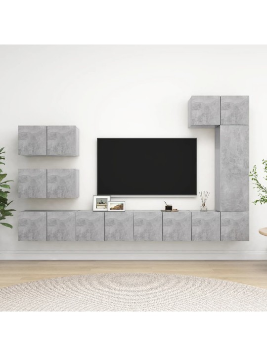 8dílný set TV skříněk betonově šedý kompozitní dřevo