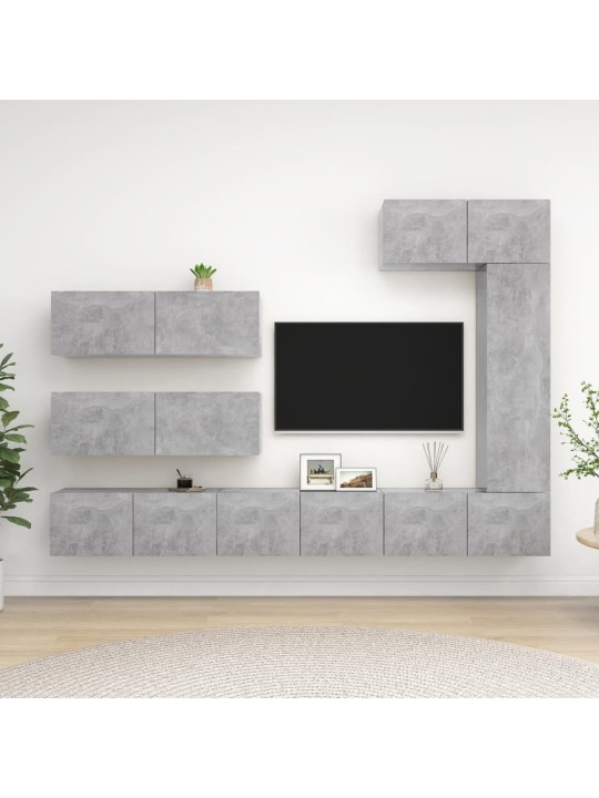 7dílný set TV skříněk betonově šedý kompozitní dřevo