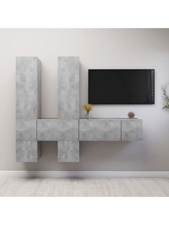 7dílný set TV skříněk betonově šedý kompozitní dřevo