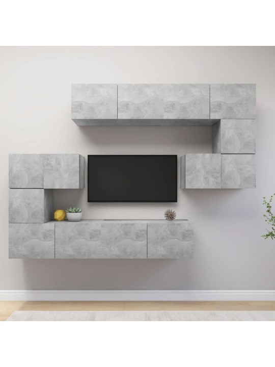 8dílný set TV skříněk betonově šedý kompozitní dřevo