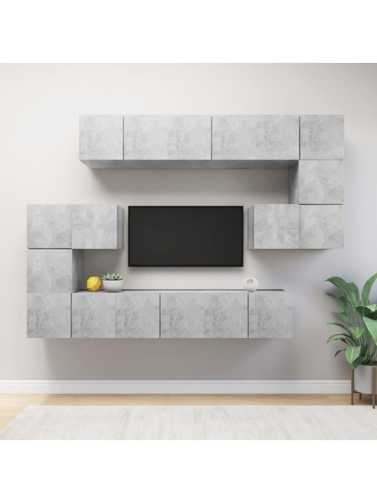 10dílný set TV skříněk betonově šedý kompozitní dřevo