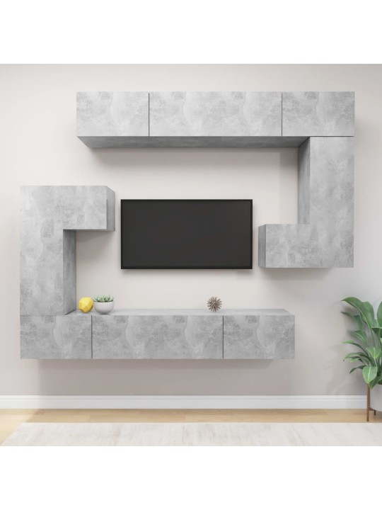 8dílný set TV skříněk betonově šedý kompozitní dřevo