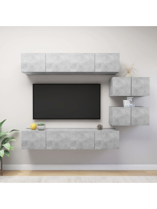 6dílný set TV skříněk betonově šedý kompozitní dřevo