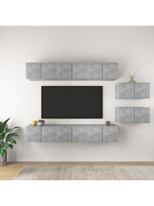 TV skříňky 8 ks betonově šedé kompozitní dřevo