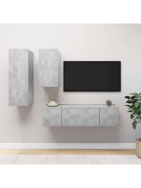 4dílný set TV skříněk betonově šedý kompozitní dřevo