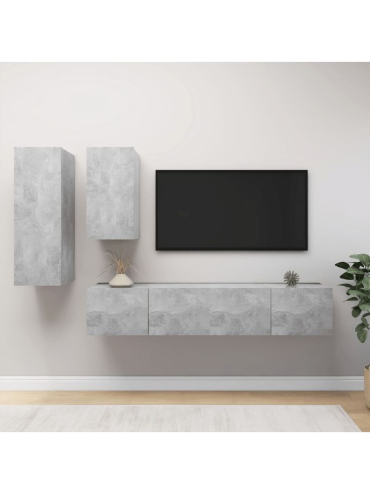 4dílný set TV skříněk betonově šedý kompozitní dřevo