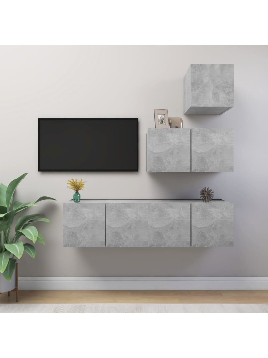 4dílný set TV skříněk betonově šedý kompozitní dřevo