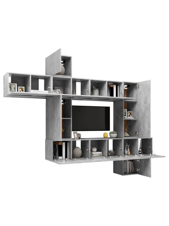 10dílný set TV skříněk betonově šedý kompozitní dřevo