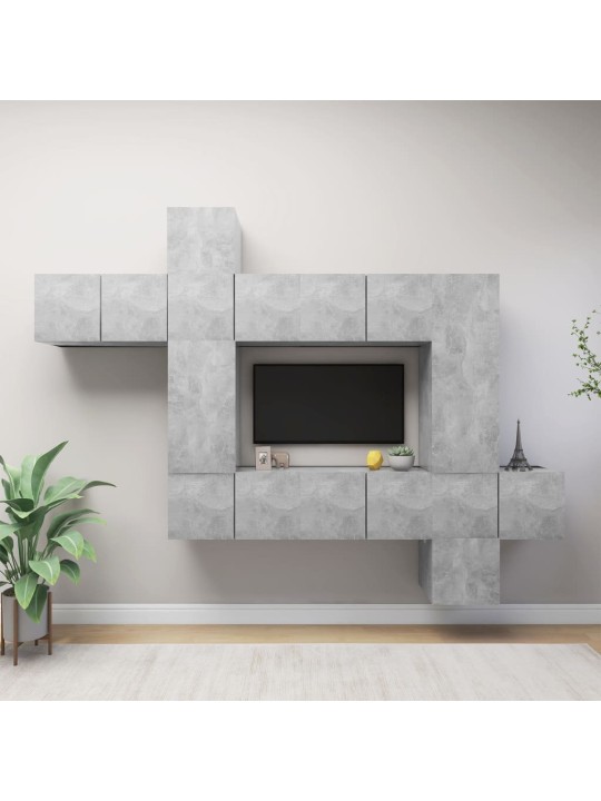 10dílný set TV skříněk betonově šedý kompozitní dřevo