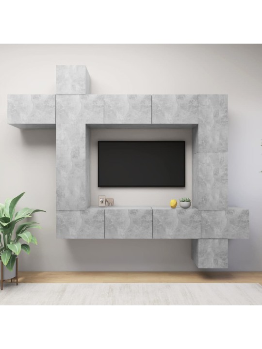 9dílný set TV skříněk betonově šedý kompozitní dřevo