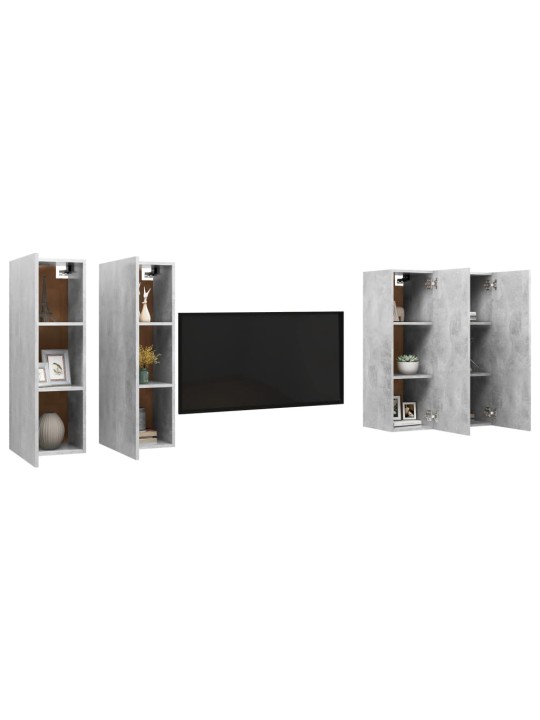TV skříňky 4 ks betonově šedé 30,5x30x90 cm kompozitní dřevo