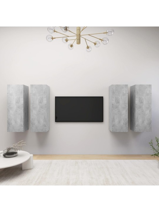 TV skříňky 4 ks betonově šedé 30,5x30x90 cm kompozitní dřevo