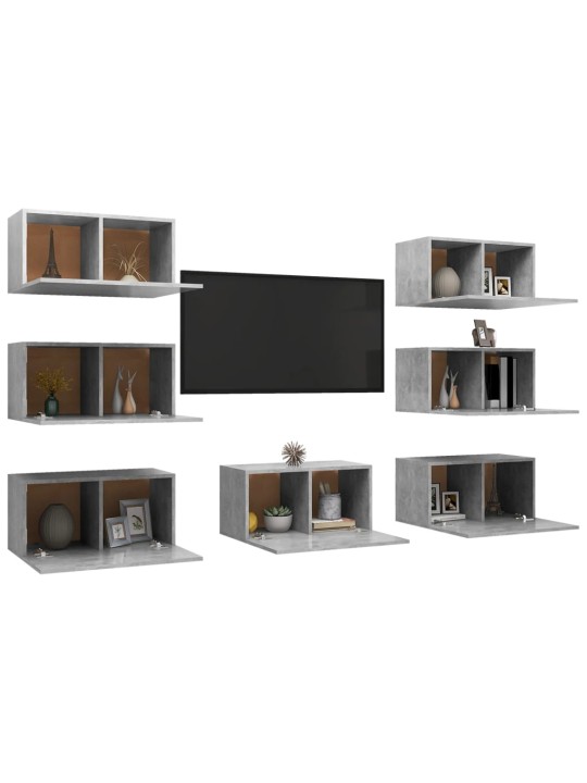 TV stolky 7 ks betonově šedé 30,5 x 30 x 60 cm dřevotříska