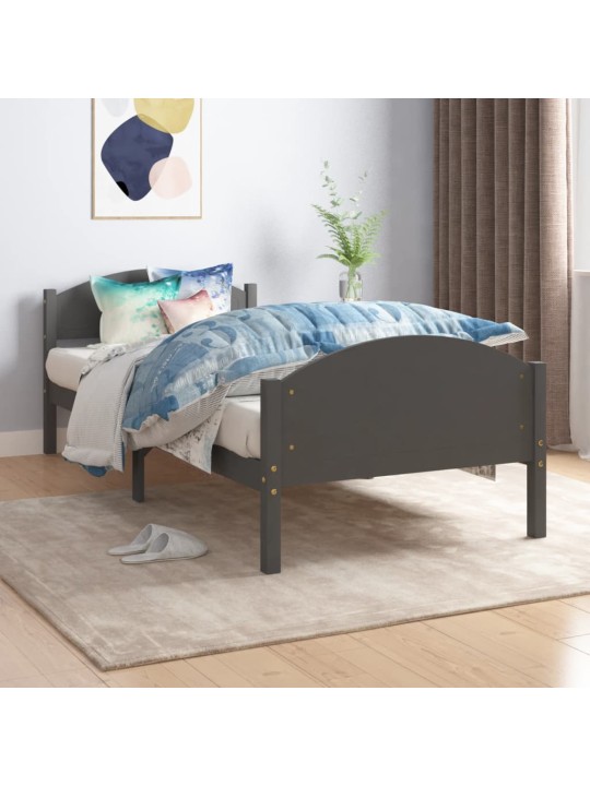Rám postele tmavě šedý masivní borové dřevo 90 x 200 cm