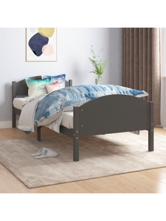 Rám postele tmavě šedý masivní borové dřevo 100 x 200 cm