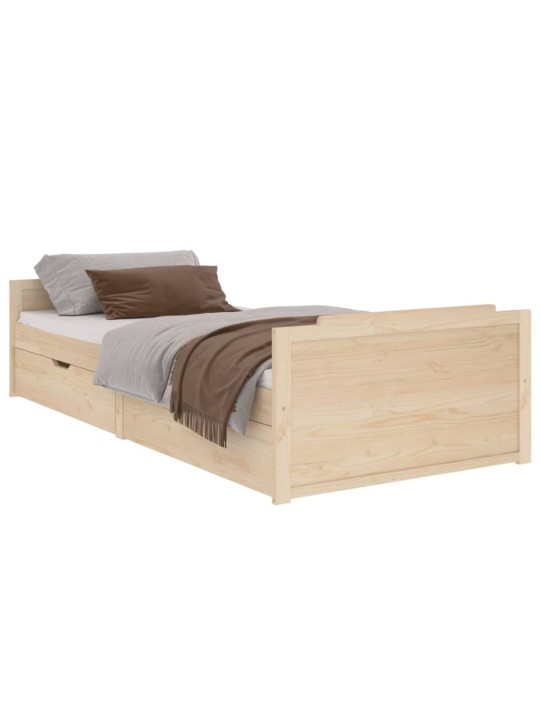 Rám postele se zásuvkami masivní borové dřevo 90 x 200 cm