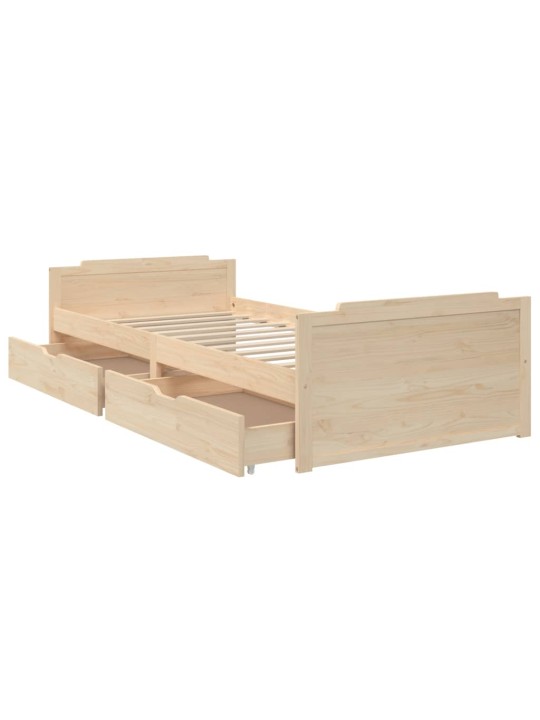 Rám postele se zásuvkami masivní borové dřevo 90 x 200 cm