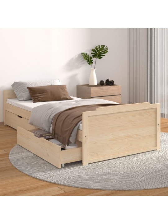Rám postele se zásuvkami masivní borové dřevo 90 x 200 cm