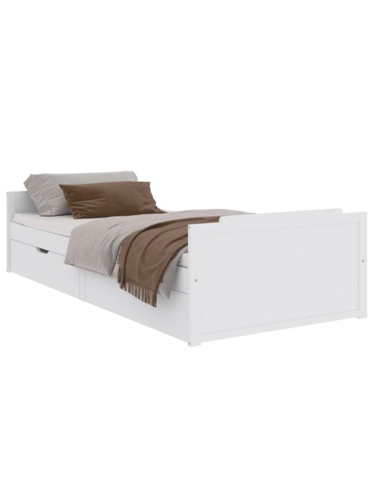 Rám postele se zásuvkami bílý masivní borové dřevo 90 x 200 cm
