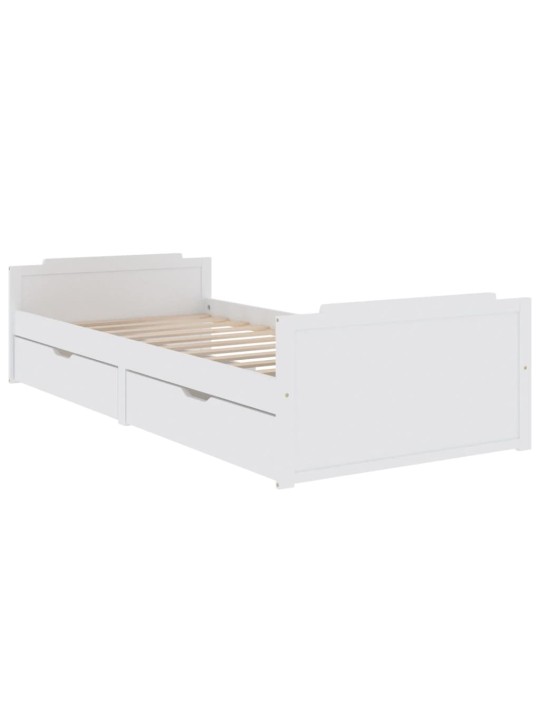 Rám postele se zásuvkami bílý masivní borové dřevo 90 x 200 cm