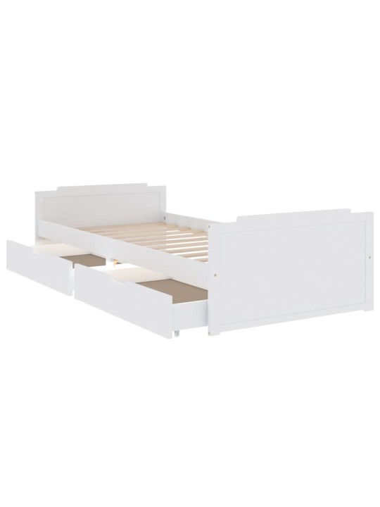 Rám postele se zásuvkami bílý masivní borové dřevo 90 x 200 cm