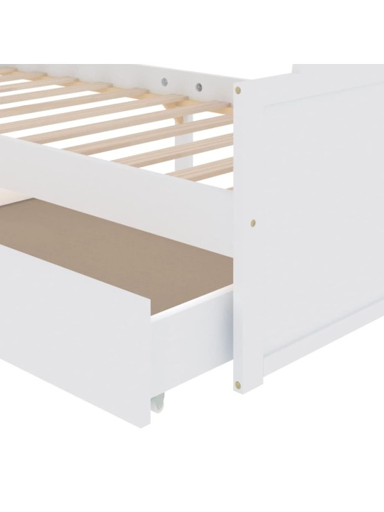 Rám postele se zásuvkami bílý masivní borové dřevo 90 x 200 cm