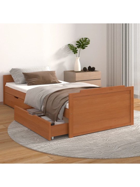 Rám postele se zásuvkami medově hnědý masivní borovice 90x200cm
